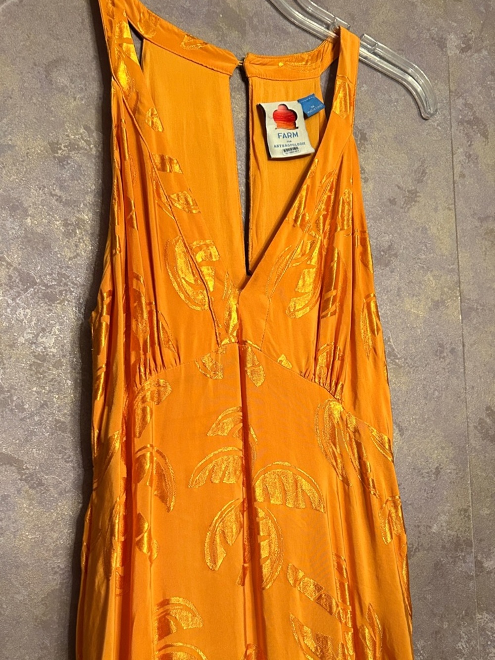 FARM Rio Orange Satin V-Neck Maxi Dress - Picture 5 of 10